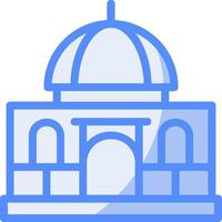 mezquita línea lleno azul icono vector