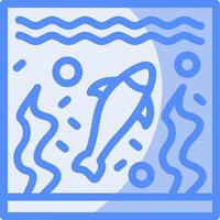 Aquarium Line Filled Blue icon vector