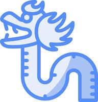 Dragon Dance Line Filled Blue Icon vector