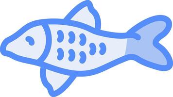 koi pescado línea lleno azul icono vector