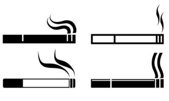 conjunto cigarrillo de fumar íconos firmar diseño vector