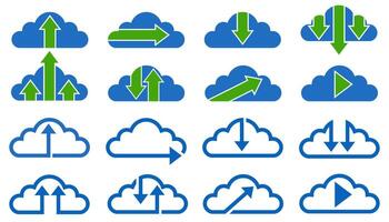 Set collection cloud arrow download and upload design Vector illustration