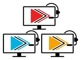 set Computer monitor streaming Icons. streamer symbol vector illustration