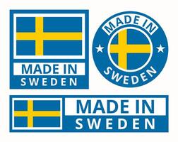 Vector set made in Sweden design product labels business icons illustration