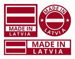 Vector set made in latvia design product labels business icons illustration