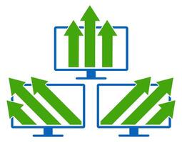 set computer up arrow going up Icons. Growth success symbol vector illustration