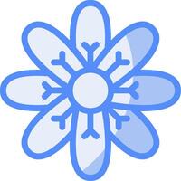 loto flor línea lleno azul icono vector