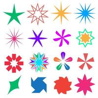 Set abstract stars icons y2k elements vector illustration