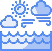 Ocean Line Filled Blue icon vector