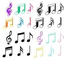 Set Trendy music notes symbol icon design vector illustration