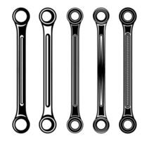 Set box end spanner wrench icon design repair tools vector Illustration