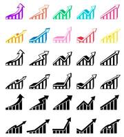 Set trendy Growth graph icon. Increase profit infographic design vector illustration