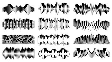 conjunto de moda sonido olas icono logo. ruidoso audio golpear diseño vector ilustración