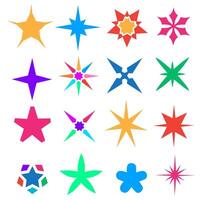 Set abstract stars icons y2k elements vector illustration