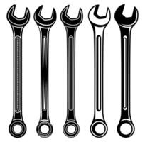 Set combination spanner wrench icon design repair tools vector Illustration