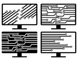 conjunto computadora iconos red logo símbolo vector ilustración