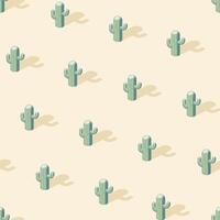 Cactus in the desert isometric seamless pattern vector