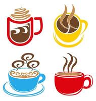 conjunto vector cafetería logo. caliente café taza icono diseño ilustración