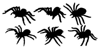 conjunto grande araña silueta animal icono. tarántula araña vector ilustración