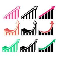 set fast growth graphs icon. Business profit up diagrams design vector illustration