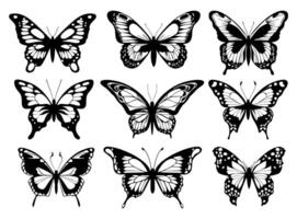 conjunto volador mariposa adornos icono diseño vector ilustración