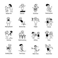 Set of 16 Toddlers Doodle Icons vector