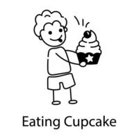 Trendy Eating Cupcake vector