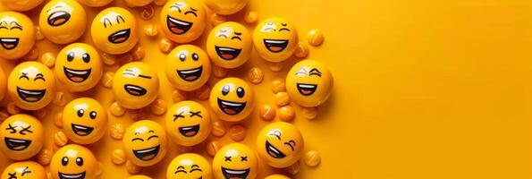 ai generado alegre emoticones social medios de comunicación y comunicación antecedentes con alegre expresiones foto