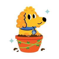 Trendy Dog Pot vector