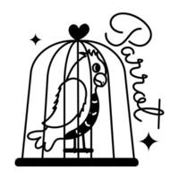 Trendy Parrot Cage vector