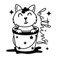 Trendy Cat Bathing vector