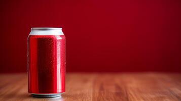 AI generated Mockup of soda can on abstract background with text space, presenting beverage soda concept. photo