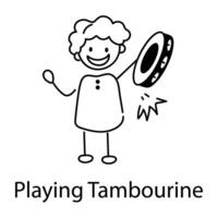 Trendy Playing Tambourine vector