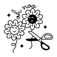 Trendy Flower Scissors vector