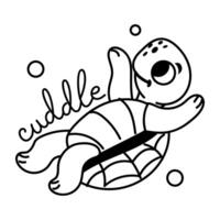 Trendy Turtle Cuddle vector