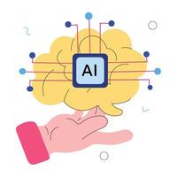Trendy AI Brain vector