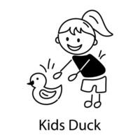 Trendy Kids Duck vector