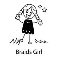 Trendy Braids Girl vector