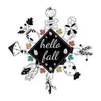 Trendy Hello Fall vector