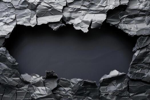 AI generated Torn black paper isolated on white backdrop for artistic projects and design presentations photo