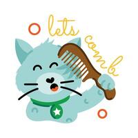 Trendy Cat Combing vector