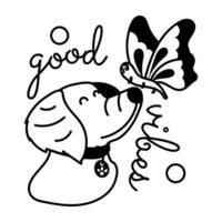 Trendy Dog Butterfly vector