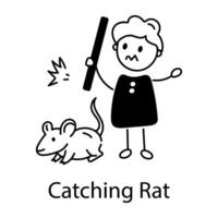 Trendy Catching Rat vector