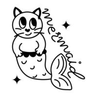 Trendy Cat Mermaid vector