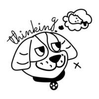 Trendy Dog Thinking vector