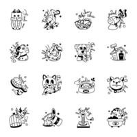 Cute Pets and Accessories Glyph Stickers vector