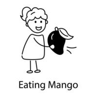 Trendy Eating Mango vector