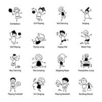 Set of 16 Kids Doodle Icons vector