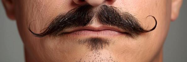 ai generado moderno arreglado hombre s barba y Bigote cerca arriba, exhibiendo contemporáneo cuidado con texto espacio foto