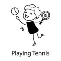 Trendy Playing Tennis vector